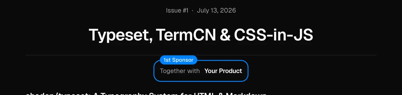 1st Sponsor: "Together with" in the issue header